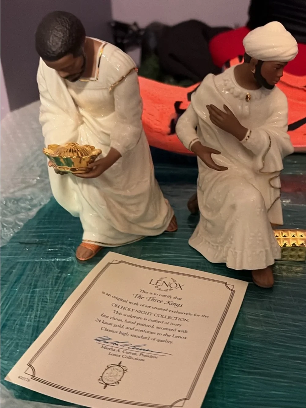 Lenox White & Gold Three Kings Porcelain Figurines